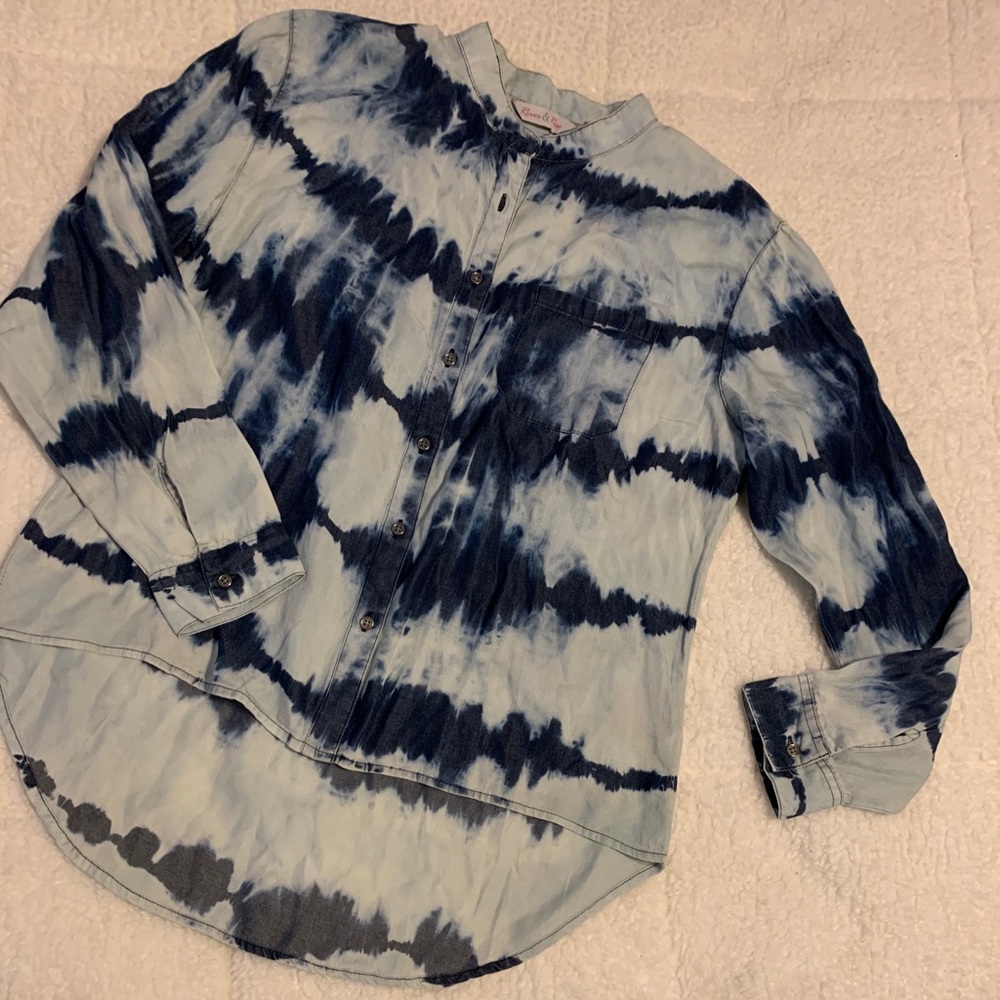 NWOT Tie-Dyed Denim Shirt L